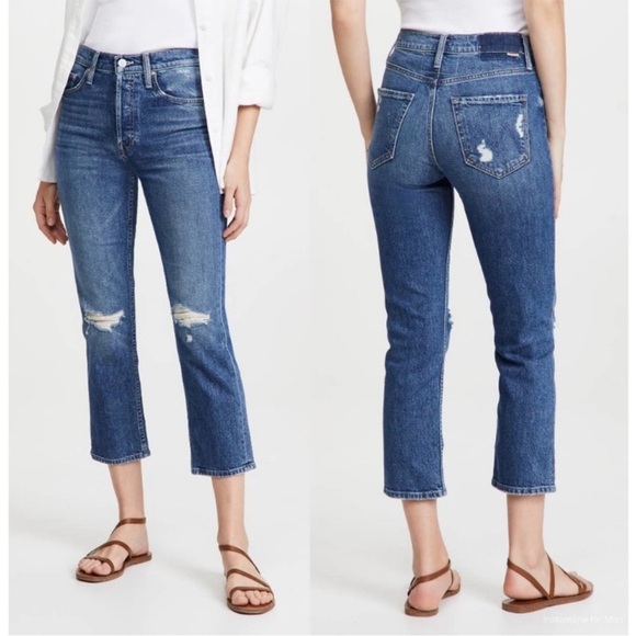 MOTHER Superior Blue The Tomcat Playing With Scissors Ankle Straight Jeans Sz 24 - Picture 3 of 16